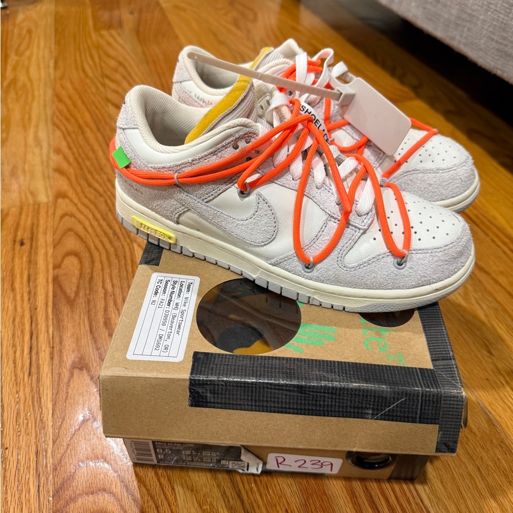 Nike Low-Top Athletic Shoes in White with Orange and Yellow Accents